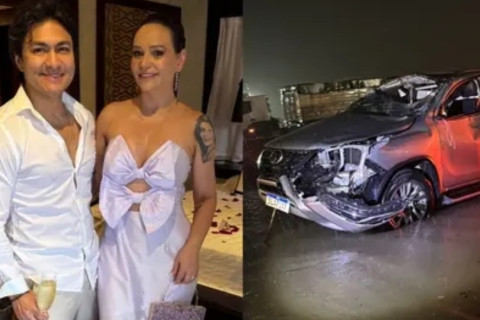 Cantor de forró e esposa passam por susto após acidente de carro a caminho de Fortaleza