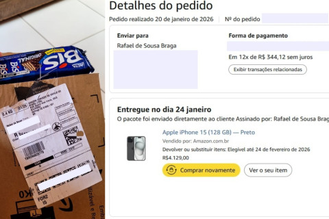 Homem compra iPhone e recebe caixa de biscoitos no furecebe caixa de