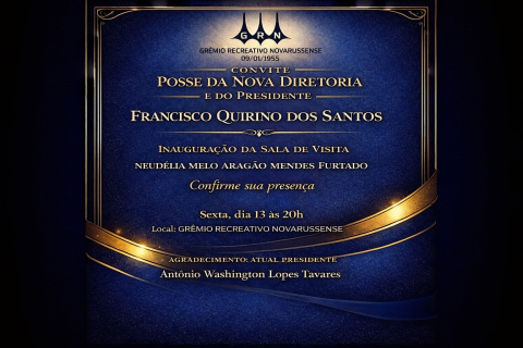 Grêmio Recreativo Novarussense empossa nova diretoria e presidente nesta sexta-feira
