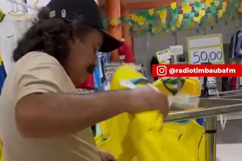 Comerciante repercute nas redes ao retirar camisas da Seleção após eliminação do Brasil