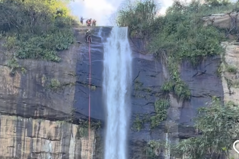 tensão nas alturas: mulher entra em pânico e fica presa em rapel na bica do ipu