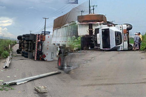 Caminhão-tanque de posto de Nova Russas tomba na entrada de Fortaleza